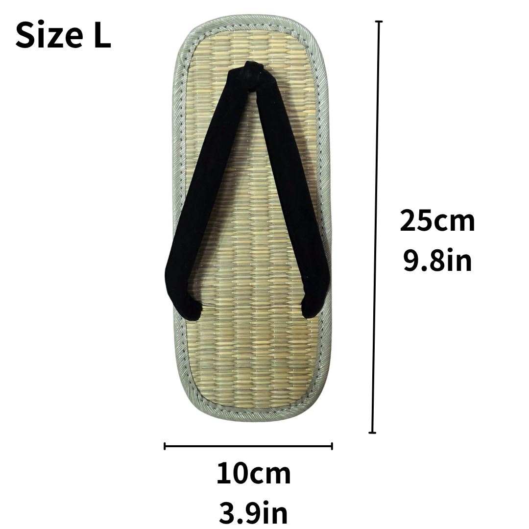 Authentic Japanese Tatami Setta Sandals - Non-Slip Rubber Sole Straw Sandals for Summer Comfort Size L