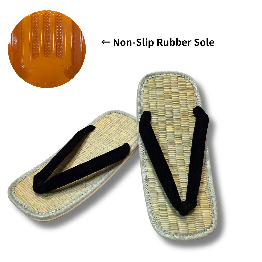 Authentic Japanese Tatami Setta Sandals - Non-Slip Rubber Sole Straw Sandals for Summer Comfort Size L