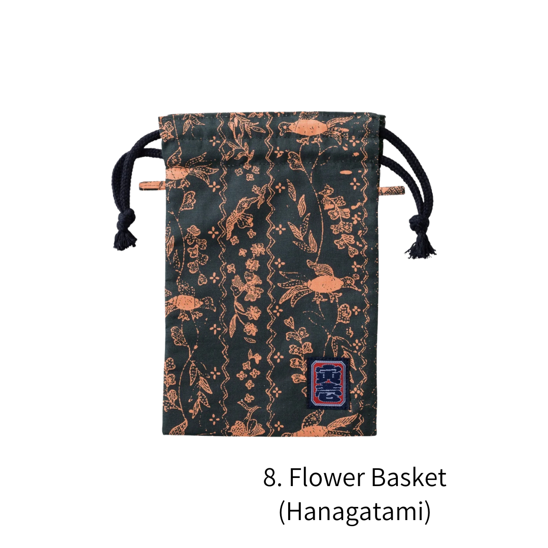 TORAICHI 2250-930 Japanese Pattern Canvas Drawstring Pouch 100% Cotton