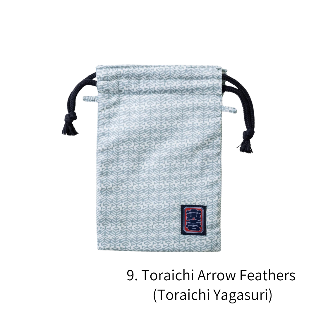 TORAICHI 2250-930 Japanese Pattern Canvas Drawstring Pouch 100% Cotton