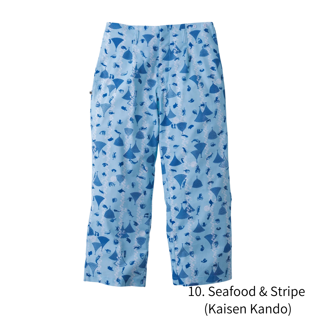 TORAICHI Japanese Pattern Canvas Easy Pants 100% Cotton Loose Fit