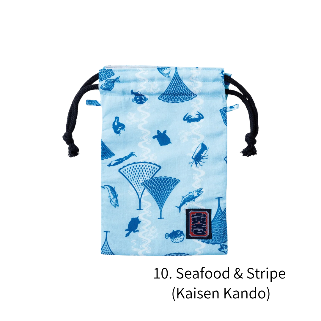 TORAICHI 2250-930 Japanese Pattern Canvas Drawstring Pouch 100% Cotton