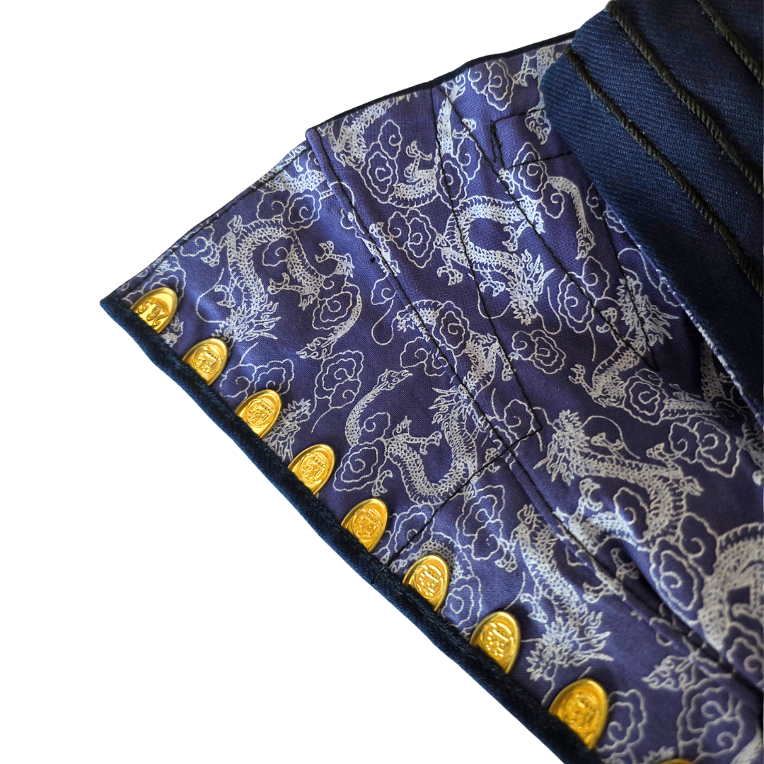 Shoryu Natural Indigo Dyed (Aizome) Jika-Tabi Safety Resin Toe Guard  Traditional Dragon Pattern Lining