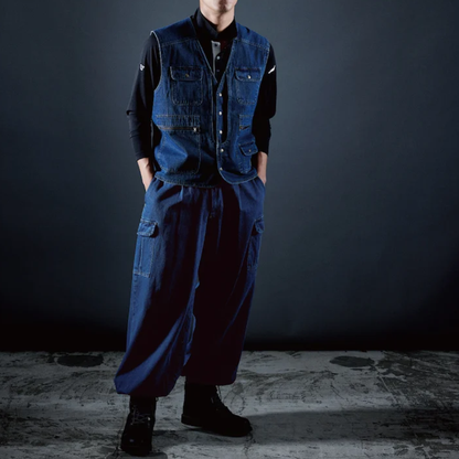 HOOH 1454 Japanese Tobi Nikkapokka Work Pants Ninja Denim
