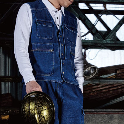 HOOH 1459 Indigo Denim Work vest Workwear